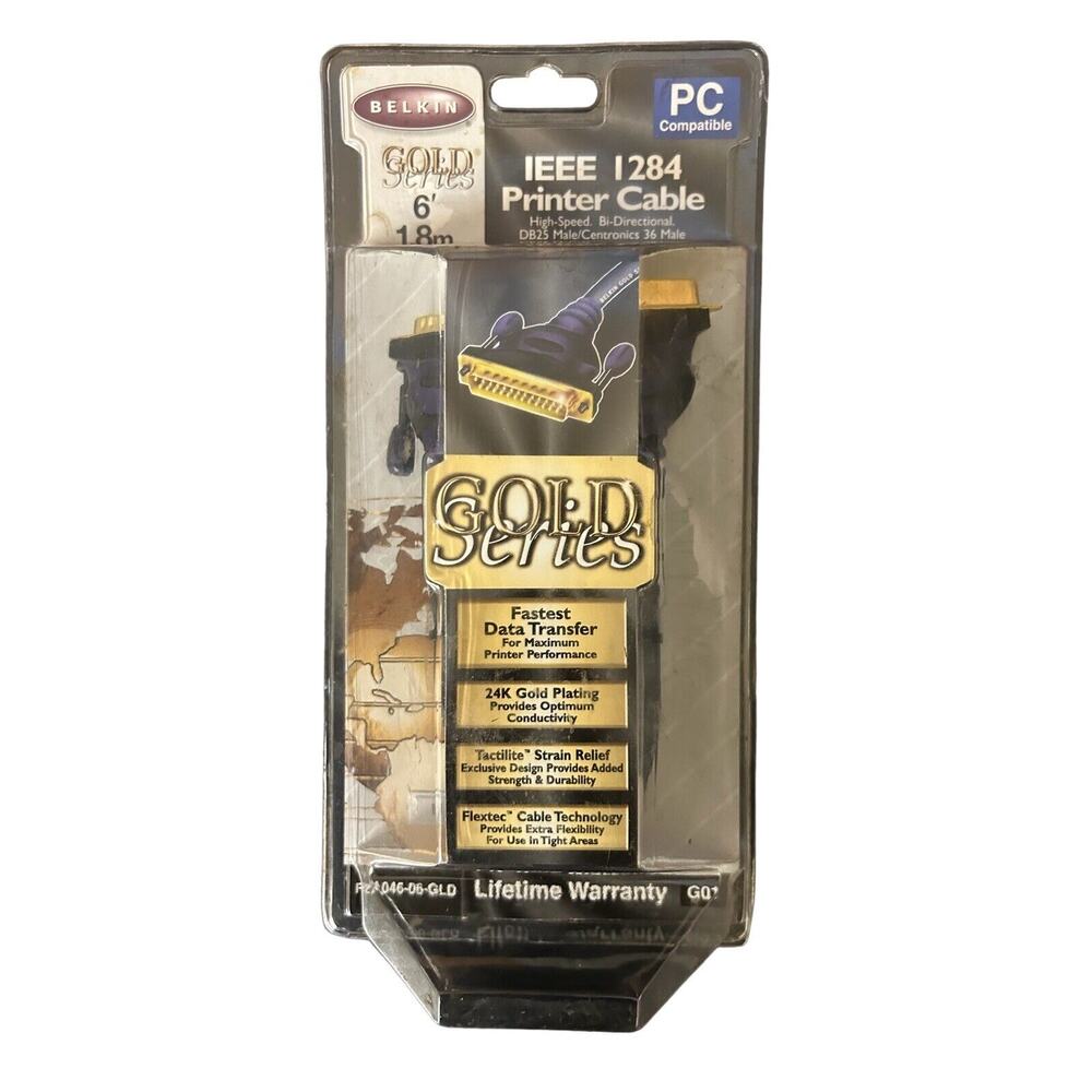 Vintage Printer Cable‎ Gold Series IEEE 1284 6' PC Compatible